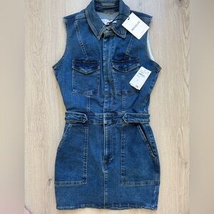 NWT Good American Fit for Success Denim Sleeveless Mini Dress Size XS